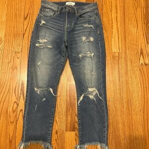Pistola Distressed Ankle Jeans in Blue